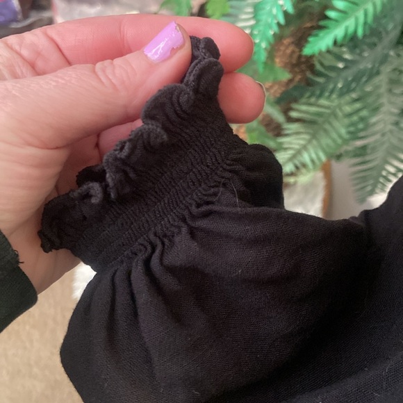 Forever 21 2X Black Crop Balloon Sleeve Top Shirt Cinch Front Plus Size - Picture 5 of 9